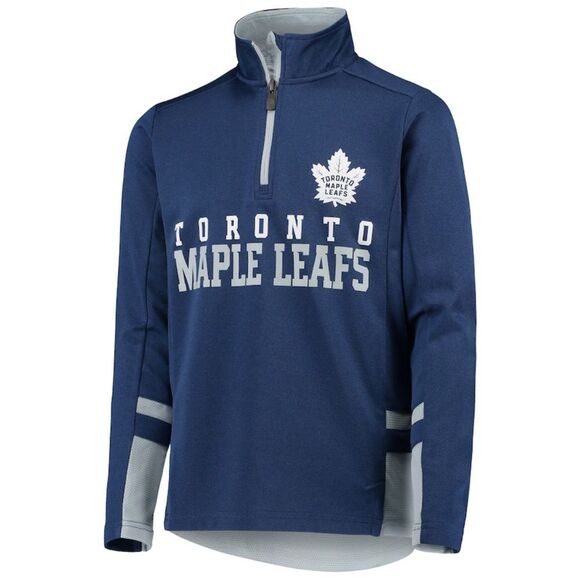 Toronto Maple Leafs Quarter-Zip Pullover Jacket - Blue/Gray Youth medium 10-12 - Picture 1 of 11